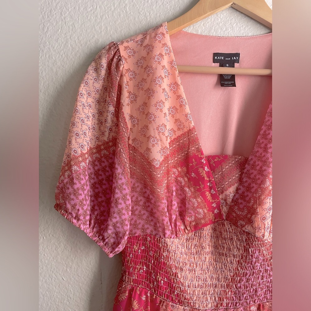 Kate and Lilly Floral Patchwork Print Dress Size 8 - Picture 5 of 5